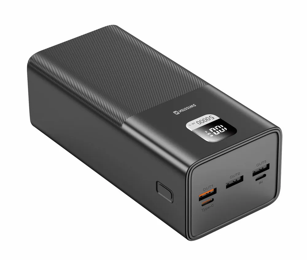 SWISSTEN 50.000mAh Powerbank USB und USB-C 100W Ladegerät Powerbank