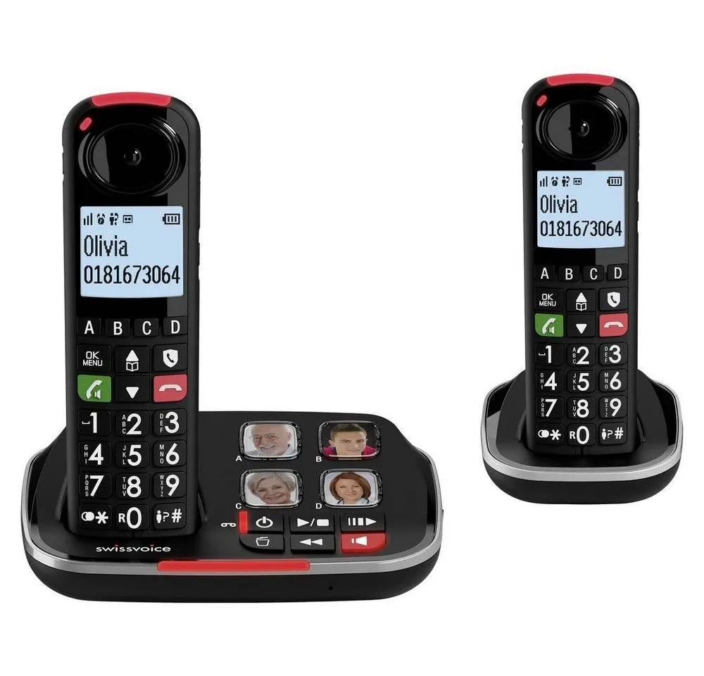 Swissvoice Xtra 2355 Duo Schnurloses Seniorentelefon Anrufbeantworter, Seniorentelefon (Anrufbeantworter, Foto-Tasten, Freisprechen)