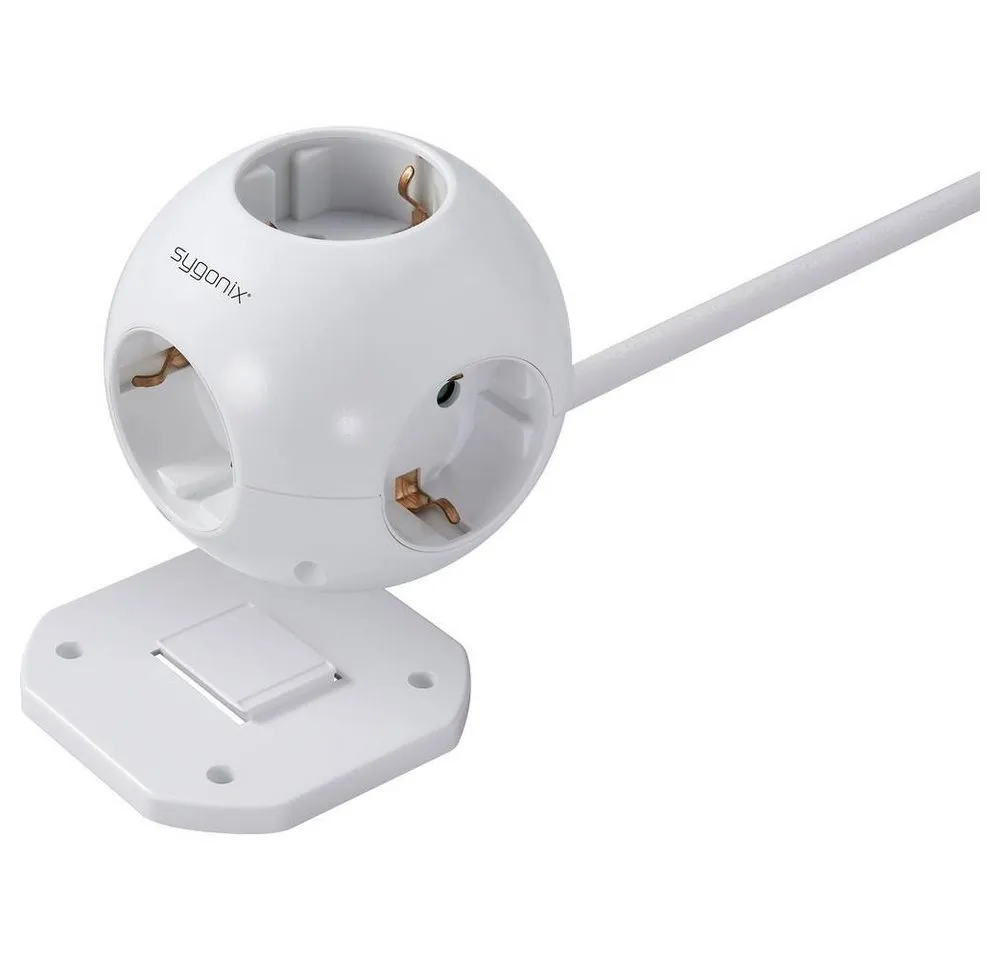 Sygonix 5-fach Steckdosenwürfel, in Globusform SY-4535062 Steckdosenleiste, mit Hängelasche