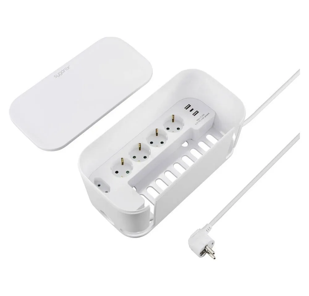 Sygonix Kabelbox WS mit 5fach Steckdosenleiste SY-6118238 Steckdosenleiste, erhöhter Berührungsschutz, mit USB, mit USB-C®