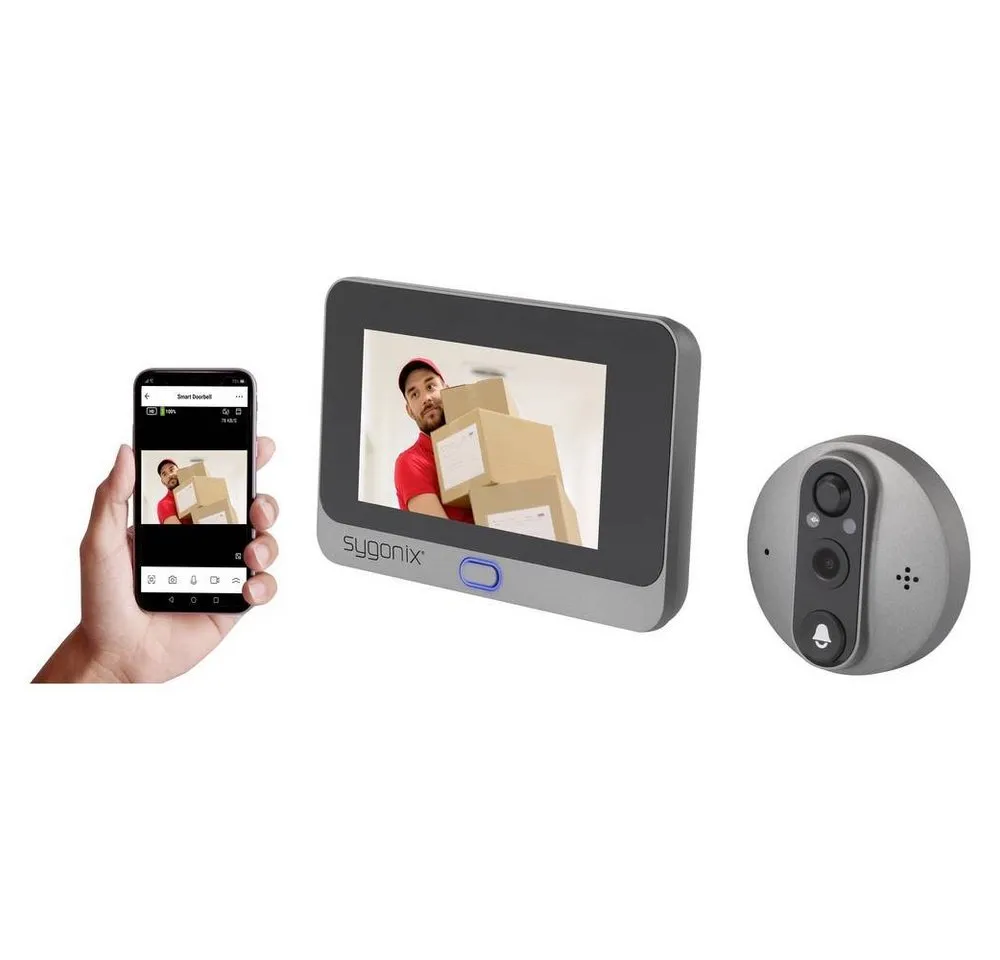 Sygonix Video-Türsprechanlage Wi-Fi Türsprechanlage mit Türspion SY-5050582 (Spionkamera)