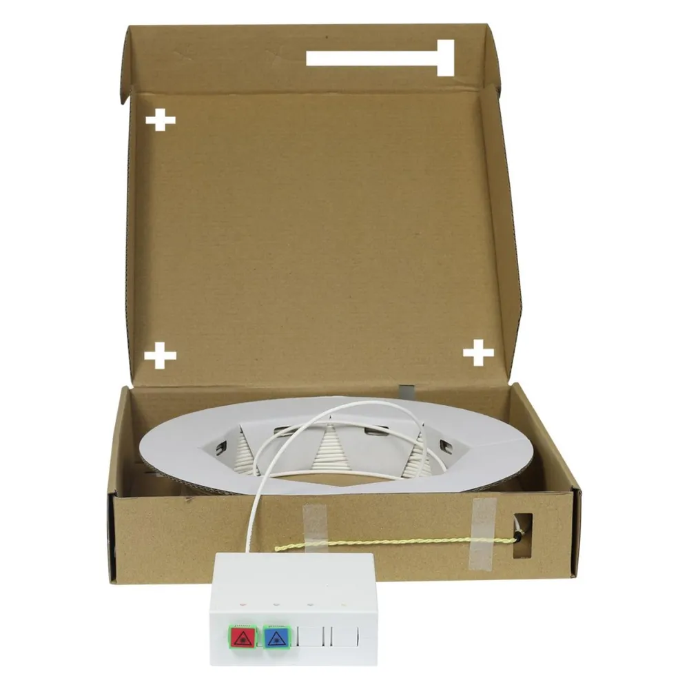 Synergy 21 FTTH Compact Box vorkonfektioniert, 2xSC/APC -> open End, 60m, 9/125u, G.657.A2, 2-Faser, OD=2,2mm