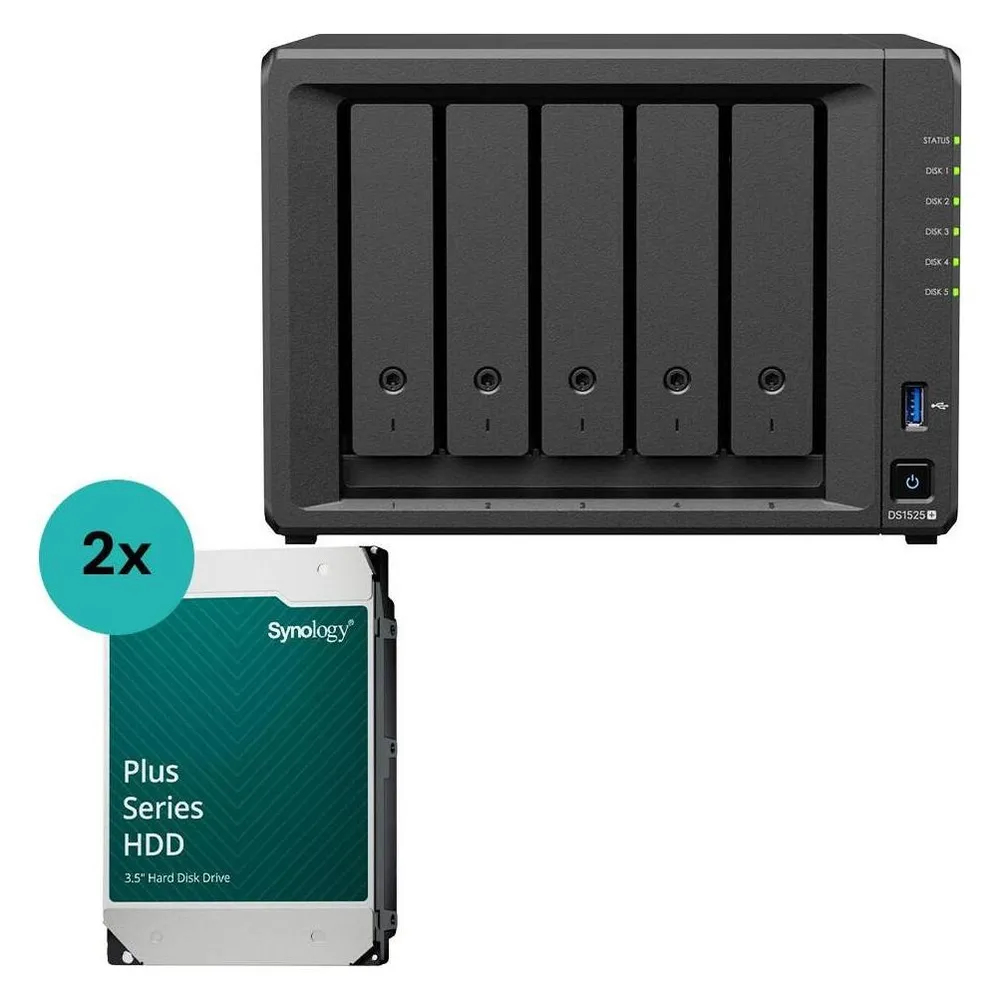 Interne NAS Festplatte Synology 32TB 5-Bay 3,5" DS1525+ Hot Swap