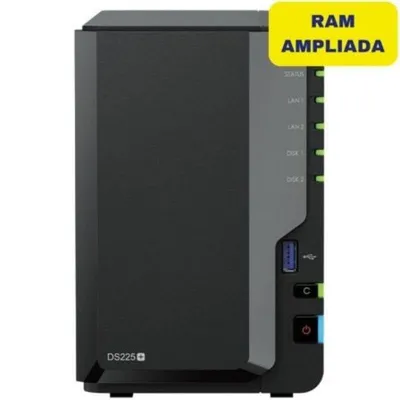 NAS Synology DS225+ 2-Bay Tower 6GB DDR4 2.5GbE USB 3.2 Hot-Swap