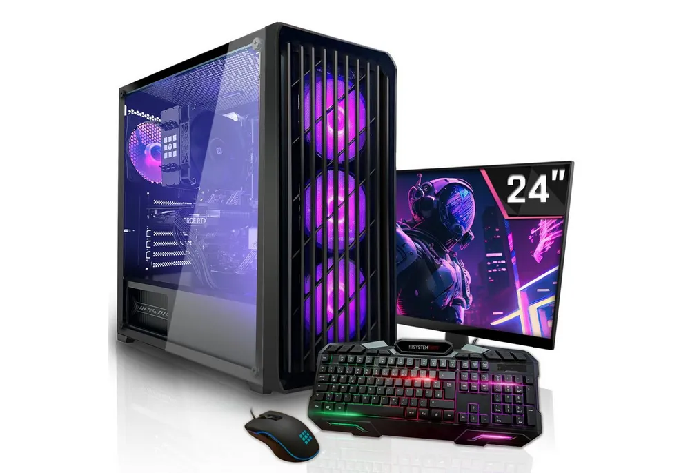 SYSTEMTREFF Basic Gaming-PC-Komplettsystem (24", AMD 5600GT 5600GT, RX Vega 7, 16 GB RAM, 256 GB SSD)