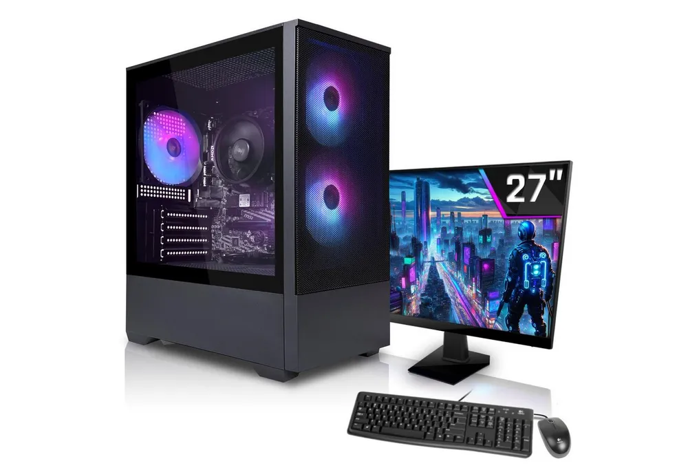 SYSTEMTREFF Basic Gaming-PC-Komplettsystem (27", AMD 5500GT 5500GT, RX Vega 7, 16 GB RAM, 512 GB SSD)