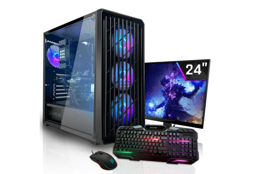 SYSTEMTREFF Basic Gaming-PC-Komplettsystem (24", AMD 5655G 5655G, RX Vega 7, 16 GB RAM, 256 GB SSD)