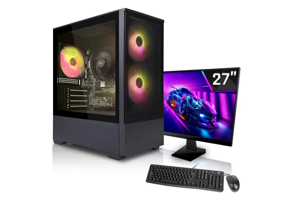 SYSTEMTREFF Basic Gaming-PC-Komplettsystem (27", AMD 5600GT 5600GT, RX Vega 7, 16 GB RAM, 512 GB SSD)