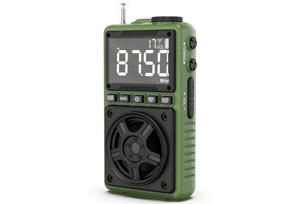 Sytifro Bluetooth Radio mit Lautsprecher, Tragbares FM AM SW Radio (Retro Radio mit LED Licht, wiederaufladbarer Akku, 4 W, USB-C Laden, TF Karte Wiedergabe, Outdoor Radio für Camping und Reisen)