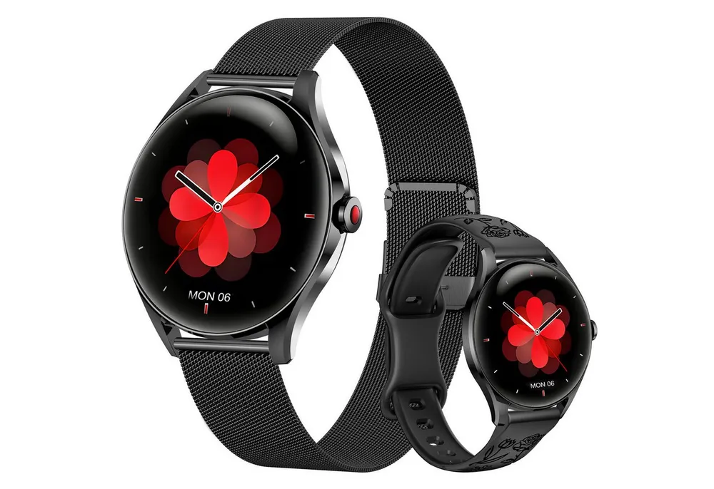 Sytifro H03 Smartwatch Damen, 3D-Kugelglas, AMOLED Always-On, 300 mAh (7 Tage) Smartwatch (1.32" cm) Zwei Armbänder, Ultra High Quality Exquisite Damenuhr. Bluetooth 5.3 Sport uhr, IP67 wasserdicht Fitness Tracker Damen. Gesundheits Uhr mit Schrittzähler, Herzfrequenz und Blutsauerstoff, Schlafüberwachung, Herzfrequenz, Schlafüberwachung, 2 Jahre Garantie, verfügbar für Android 4.4+ / iOS 10.0+