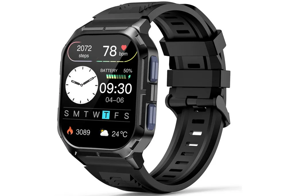 Sytifro Smartwatch Herren, Neue FitnessTracker Uhr, Outdoor Sportuhr, AMOLED Smartwatch, IP68 Wasserdicht Fitness Uhr mit 120+ Sportmodi, Fitness Tracker mit 24/7 Herzfrequenz/SpO2/Schlafmonitor/Schrittzähler, Bluetooth 5.3 Uhr Herren, 350mAh Batterie, verfügbar für Android 5.0+ / iOS 9.0+