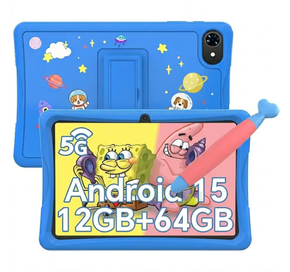 TABWEE 10.1'' Kids Android 15 mit Stylus Tablet (64 GB, 5G wifi, Android 15, Google Kids Space, Gemini AI, mit Stift)