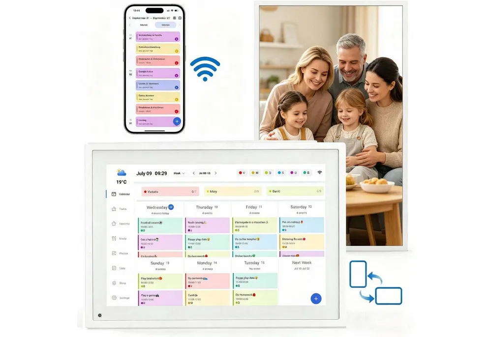 TABWEE P10 10,1" Desktop Digitaler Bilderrahmen und Kalender Tablet (32 GB, Festival Geschenke für Mama, Papa)