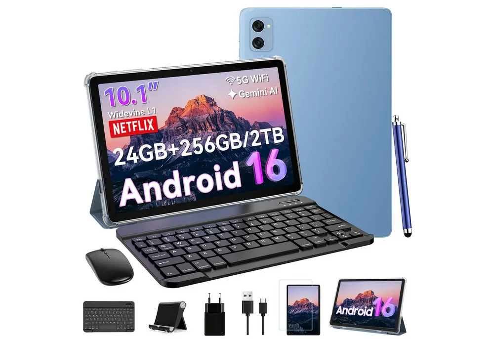 TABWEE T20 10" Android 16 256GB WiFi incl. Tastatur, Maus, Stift Tablet (10", 256 GB, Android16, Android 16, mit Stift/Maus/Tastatur, Gemini Al Magic)