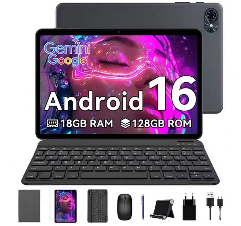 TABWEE T80 (18+128) 10.1”, 6000mAh, Android 16 incl. Tastatur, Maus, Stift Tablet (10.1", 128 GB, 5G wifi, Android 16, Gemini AI, PC-Modus)