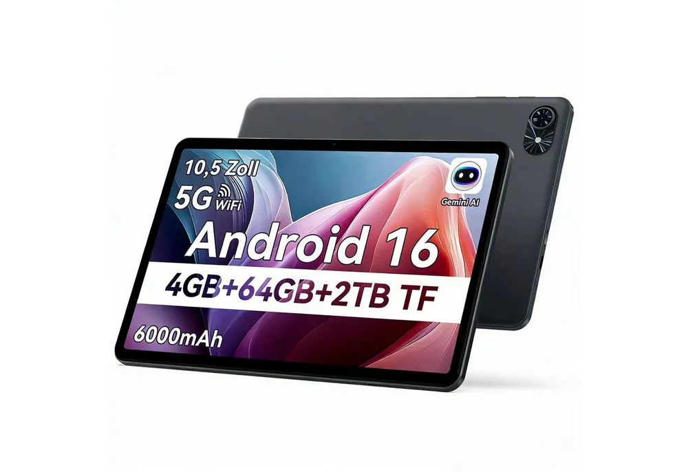 TABWEE T80 Android 16 6000 mAh WLAN 10-Zoll-Tablet mit 64/128 GB Tablet (10.1", Android16, 5G wifi, Android 16, Gemini AI, PC-Modus)