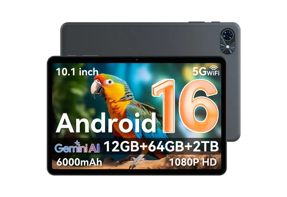 TABWEE T80 Tablet 10,1 Zoll Android 16, 12(4+8)GB+64/128GB, 6000mAh, WLAN Tablet (10,5", Android 16, 5G wifi, Android 16, Gemini AI, PC-Modus)