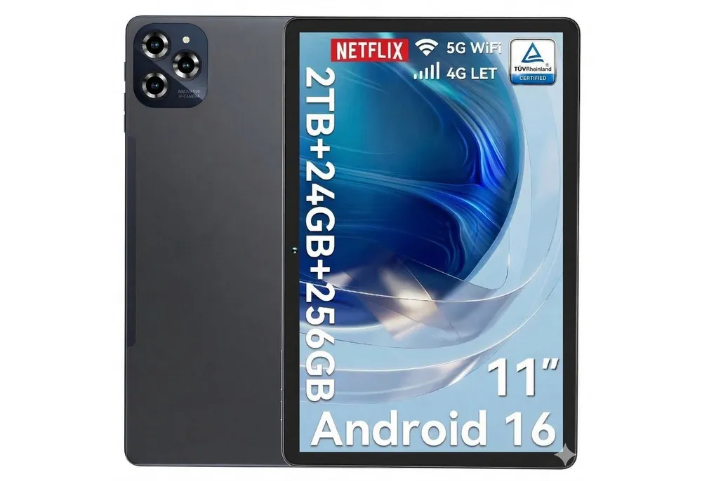 TABWEE W90 11'''4G LTE 8000 mAh Akku 256 GB [Upgrade Android 16 Via OTA] Tablet (11", 256 GB, 4G LTE, FHD Display, 8000 mAh Akku, Al Magic, Android 15)