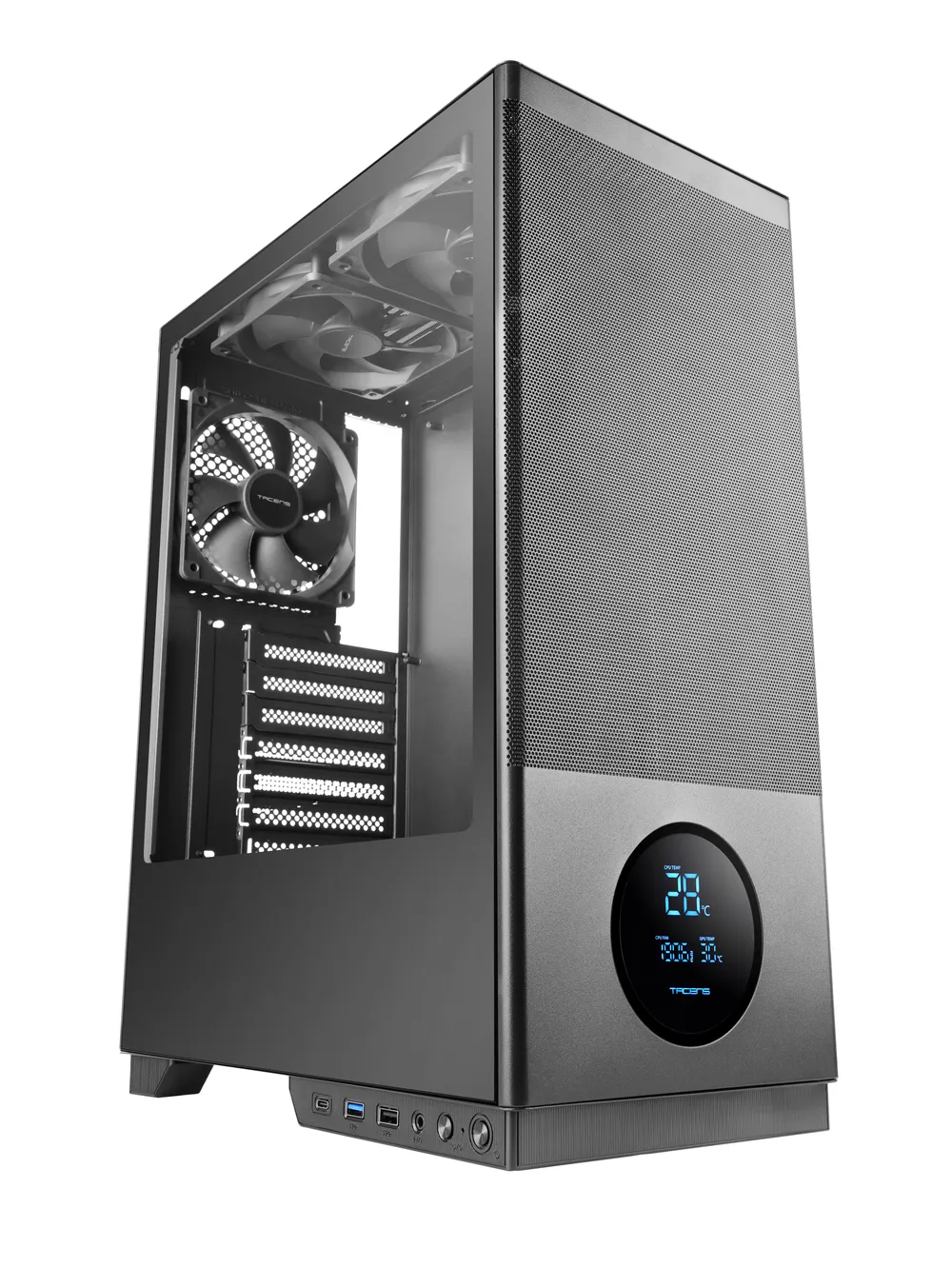 PC-Gehäuse Tacens Sagitta20 LED-Panel 3x 120-mm-Lüfter Tempered Glass ATX Schwarz
