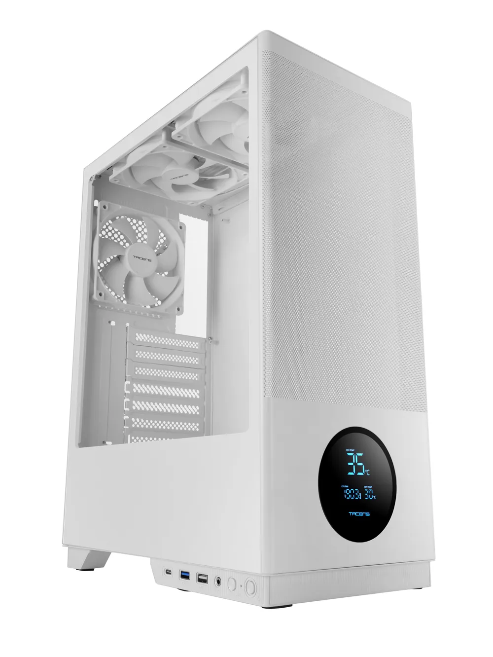 PC-Gehäuse Tacens Sagitta20 Weiß LED ATX Midi Tower 3x 120mm Tempered Glass