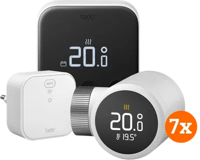 Tado Smart-Thermostat X Starterset + 7 Thermostatköpfe