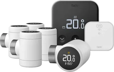 Tado Smart-Thermostatkopf X - Starterpaket 5er-Pack + Temperatursensor X