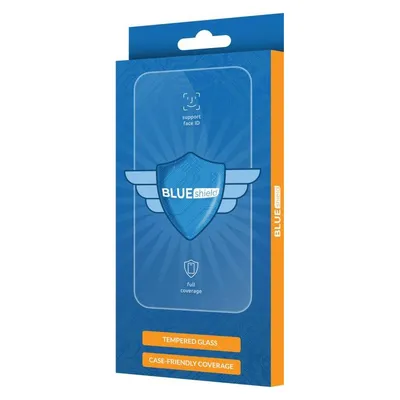 Tanius Front Cover Clear Screen Protector Blue Shield für Motorola Moto E7 Plus / G9 Play, schwarz