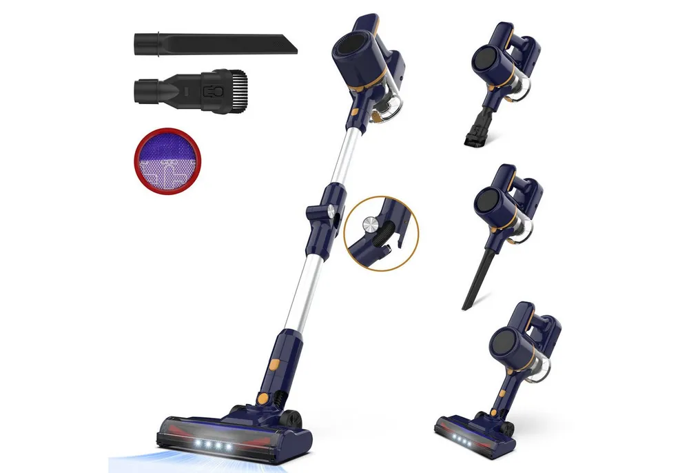 TASVAC Akku-Handstaubsauger N7 Pro Akku-Staubsauger, 2200mAh 50 Min., 0,8L, 210 W, beutellos, 180° klappbarer Stiel,LED-Beleuchtung,Ein-Klick-Staubentleerung