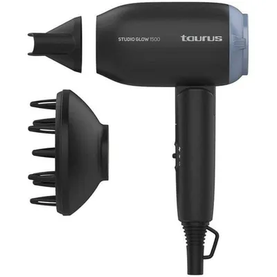 Reiseföhn Taurus Studio Glow 1500 1400W 3 Temperaturstufen 2 Geschwindigkeiten Klappbar Schwarz