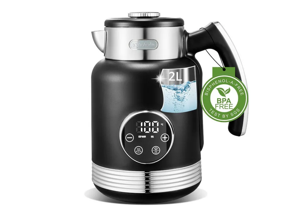 Taylor Swoden Wasserkocher Temperatureinstellung, 2200 W, 1,7 L/2L, Warmhaltefunktion, Edelstahl, 2 l, 2200,00 W, 5 Temperaturstufen, Digitale LED-Anzeige, Automatische Abschaltung