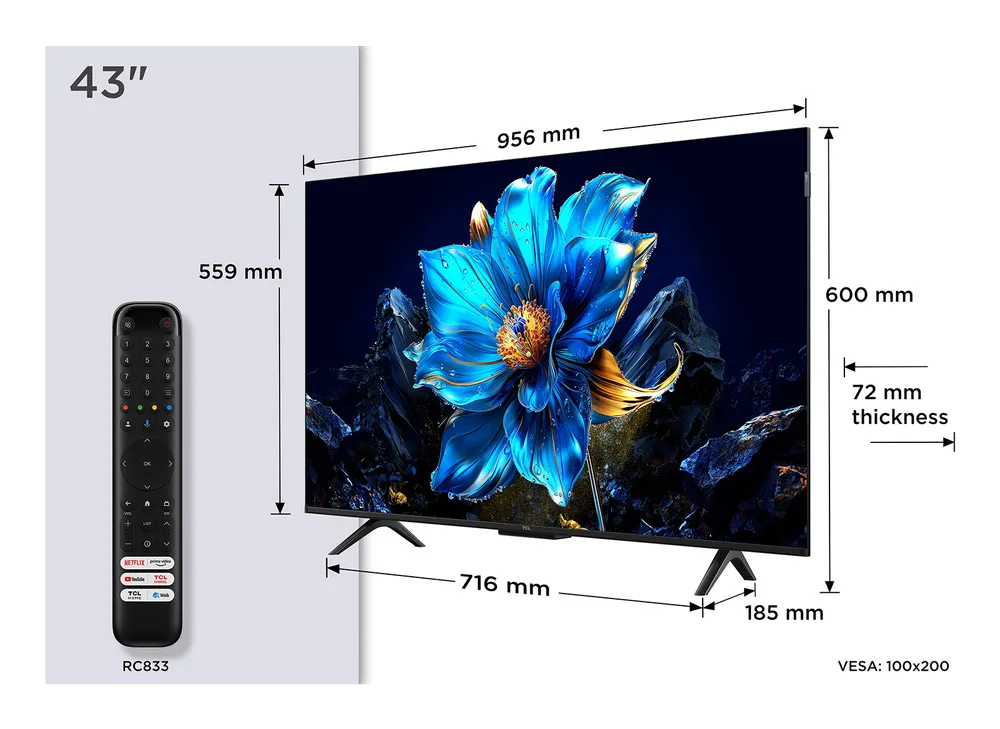 TV TCL QLED 43P79K 43" 4K Ultra HD Smart TV Metallic WLAN