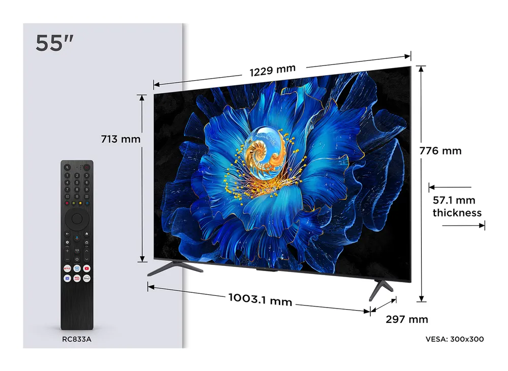TV TCL QD-Mini LED C69KS 55" 4K Ultra HD Smart TV Metallic