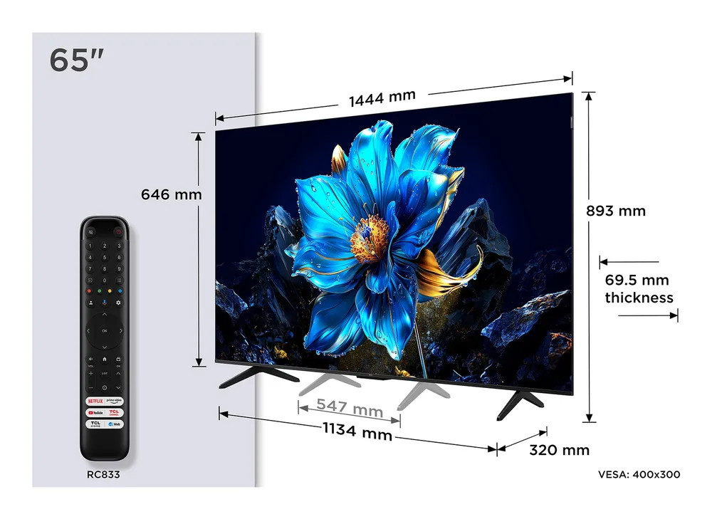 TV TCL QLED P79K 65P79K 65" 4K Smart TV WiFi Metall