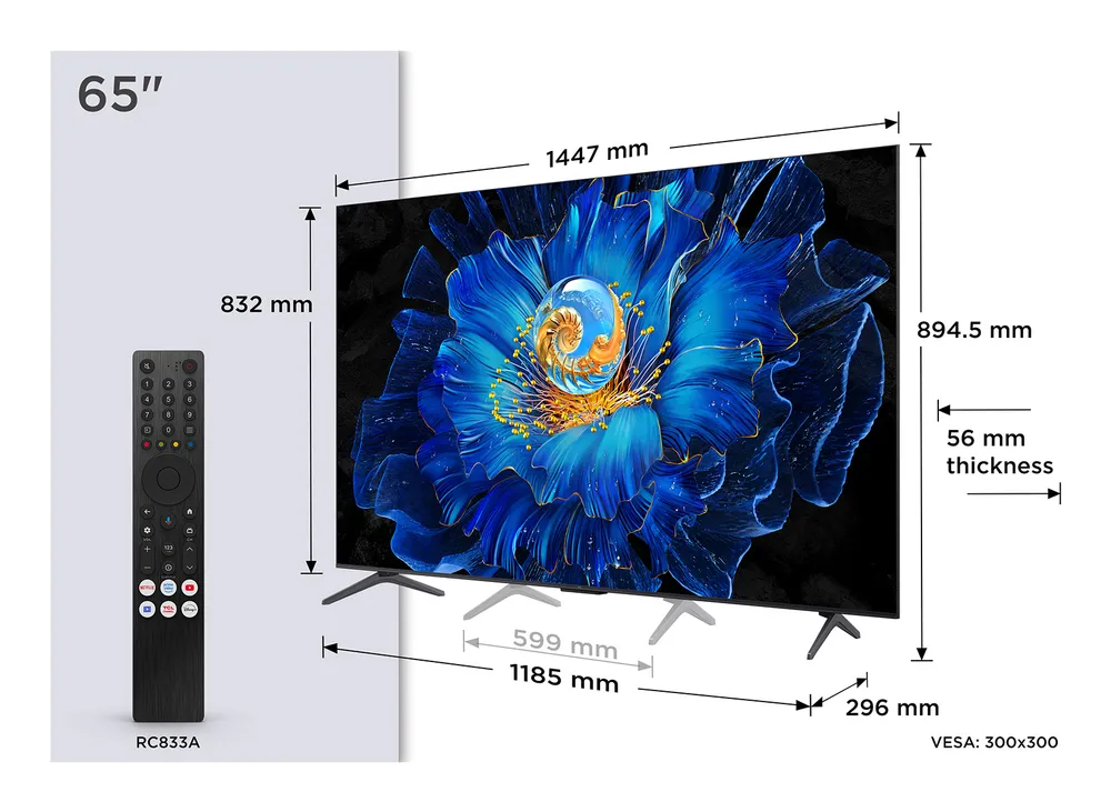 TV TCL QD-Mini LED 65C69KS 65" 4K Smart TV Metall Google TV