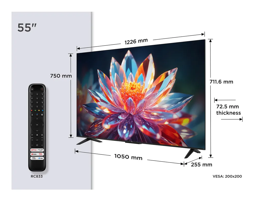 TV TCL QLED 55T6C 55" 4K Ultra HD Smart TV WiFi Metallisch