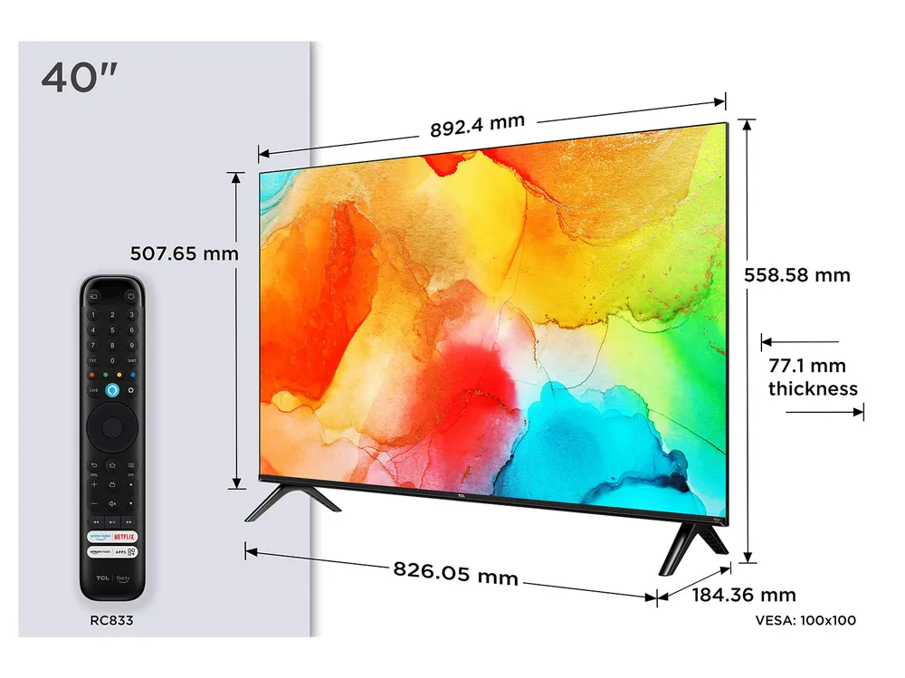TCL 40SF560 QLED-Fernseher (100 cm/40 Zoll, Full HD, Fire TV, Fire TV / Smart TV, HDR, Alexa, Triple-Tuner)