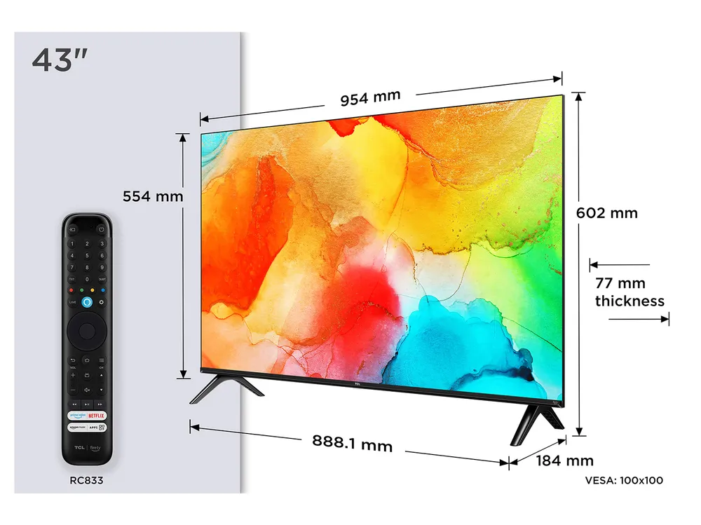 TCL 43SF560 QLED-Fernseher (108 cm/43 Zoll, Full HD, Fire TV, Fire TV / Smart TV, HDR, Alexa, Triple-Tuner)