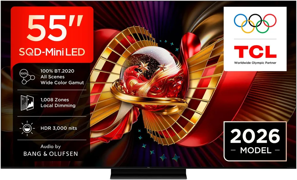TCL 55C8LX1 Mini-LED-Fernseher (139 cm/55 Zoll, 4K Ultra HD, Google TV, SQD-Mini LED, HDR 6000 Nits, 100%BT.2020, 144Hz, AiPQ Pro,Dolby Vision)