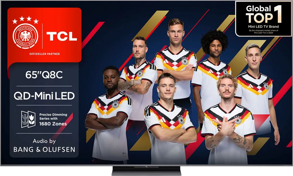 TCL 65Q8CX7 Mini-LED-Fernseher (164 cm/65 Zoll, 4K Ultra HD, Smart-TV, Google TV, Audio von Bang & Olufsen, Smart TV, Apple TV, 144Hz, 4K, Dolby Vision)