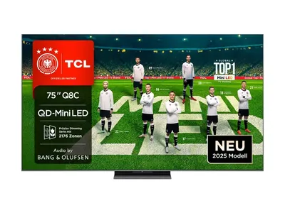 TCL 75Q8CX7 Mini-LED-Fernseher (189 cm/75 Zoll, 4K Ultra HD, Smart-TV, Google TV, Audio von Bang & Olufsen, Smart TV, Apple TV, 144Hz, 4K, Dolby Vision)