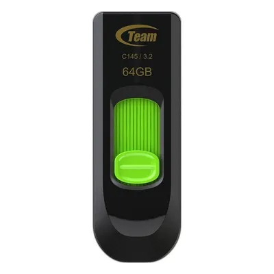USB-Stick Team Group C145 64 GB USB-A 3.2 Gen 1 Schiebemechanismus Schwarz Grün