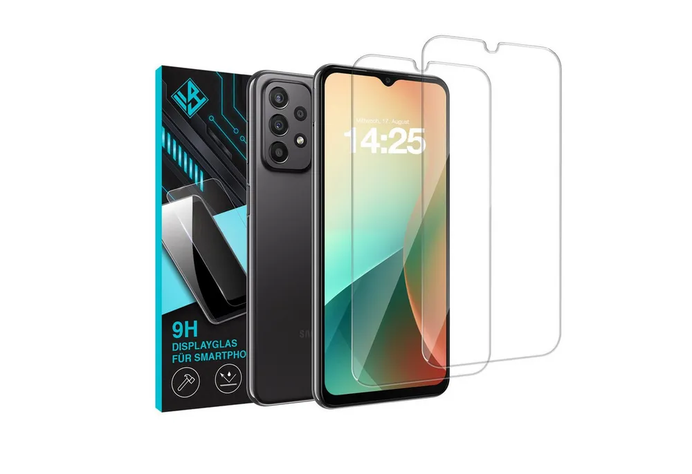 Tec-Expert Displayschutzglas 2X 9H Displayglas für Samsung Galaxy A23 / A23 5G für Samsung Galaxy A23 / A23 5G, Displayschutzfolie, 2 Stück, Displayschutz, Schutzglas, Bildschirmschutz, kratz- & stoßfest