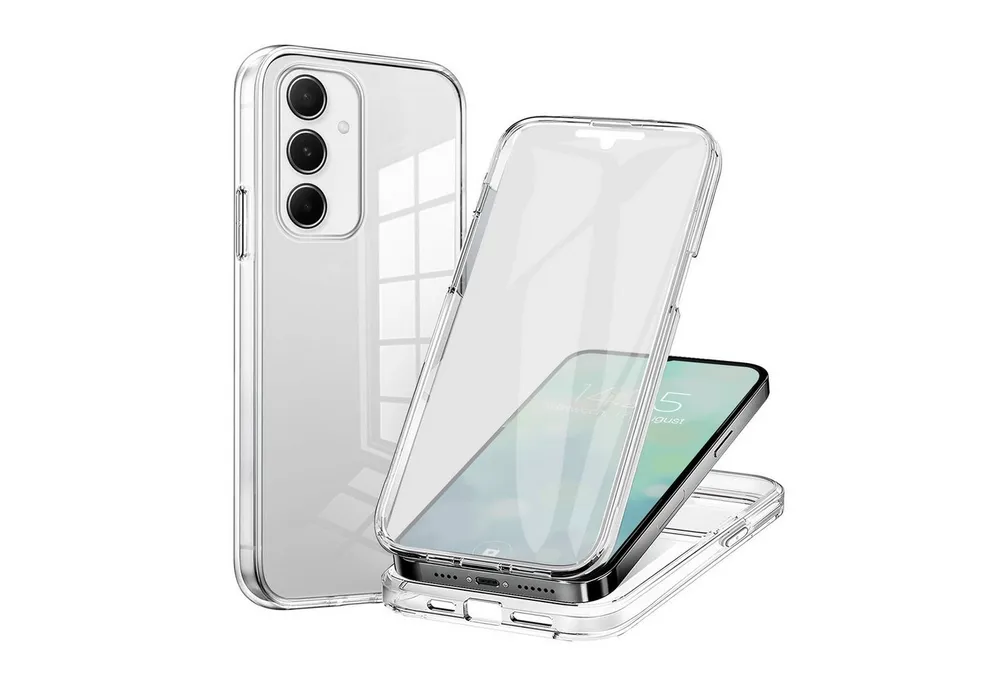 Tec-Expert Handyhülle 360 Grad Hülle für Samsung Galaxy A05s 6.7 Zoll, 6.7", Rundum Schutz Cover Case Hülle Transparent