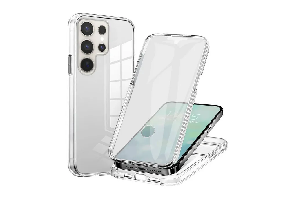 Tec-Expert Handyhülle 360 Grad Hülle für Samsung Galaxy S25 Ultra 6.8 Zoll, 6.8", Rundum Schutz Cover Case Hülle Transparent