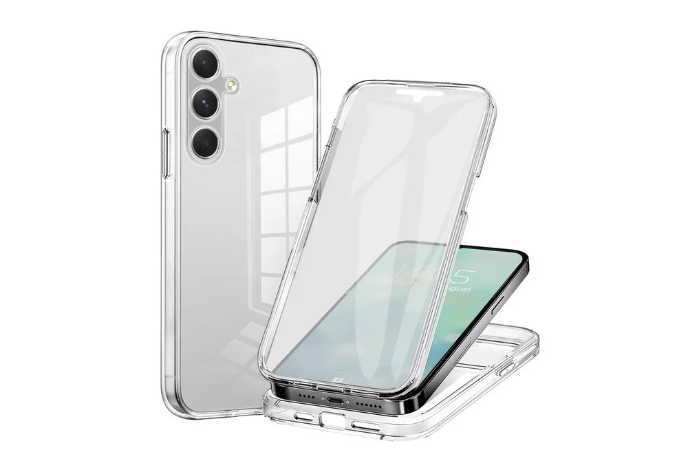 Tec-Expert Handyhülle 360 Grad Hülle für Samsung Galaxy A54 5G 6.4 Zoll, 6.4", Rundum Schutz Cover Case Hülle Transparent