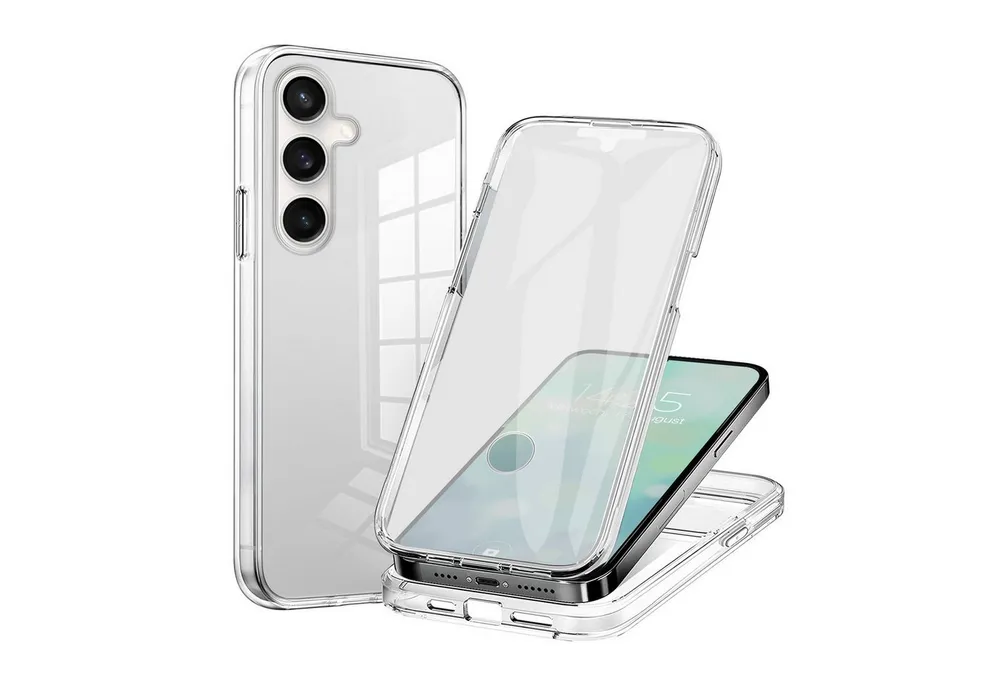 Tec-Expert Handyhülle 360 Grad Hülle für Samsung Galaxy S25 6.17 Zoll, 6.17", Rundum Schutz Cover Case Hülle Transparent