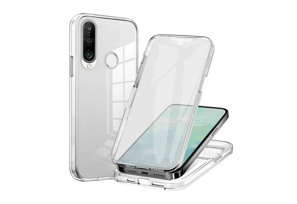 Tec-Expert Handyhülle 360 Grad Hülle für Huawei P30 Lite 6.15 Zoll, 6.15", Rundum Schutz Cover Case Hülle Transparent
