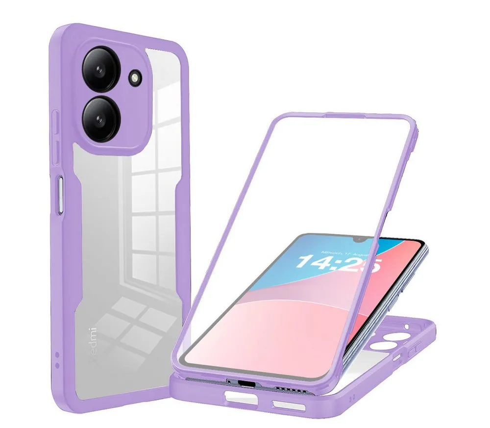 Tec-Expert Handyhülle 360 Grad Hülle für Xiaomi Redmi 13C 6.74 Zoll, 6.74, Rundum Schutz Cover Case Hülle robust