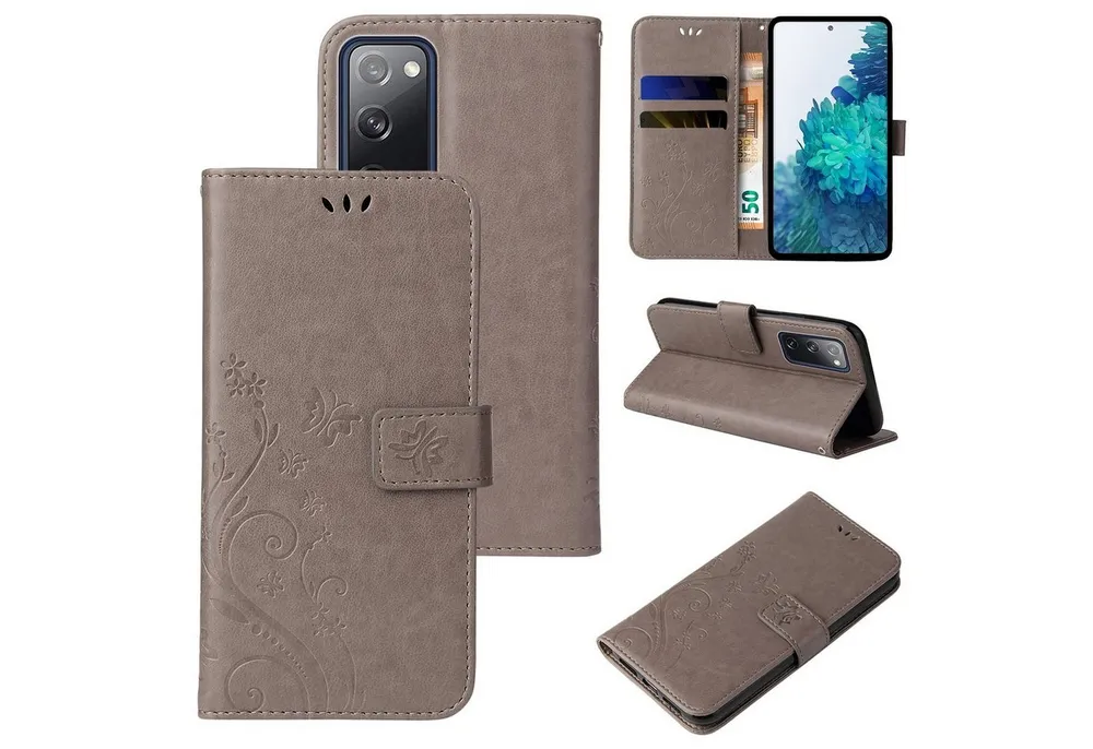 Tec-Expert Handyhülle Cover Tasche Hülle für Samsung Galaxy S20 FE 6,5 Zoll, Klapphülle Case mit Kartenfach Fliphülle aufstellbar, Motiv Blumen