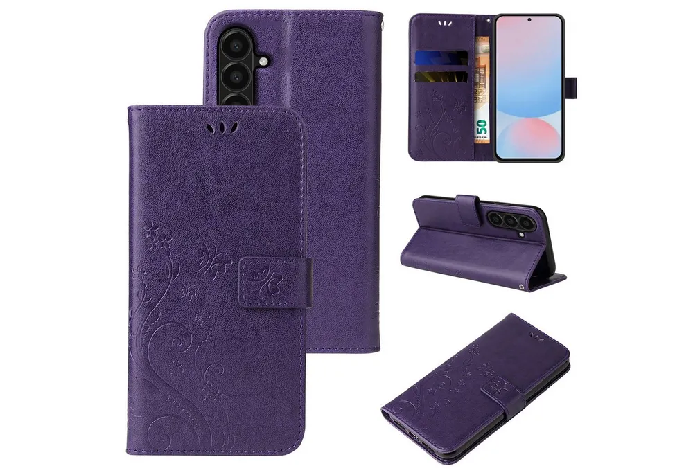 Tec-Expert Handyhülle Cover Tasche Hülle für Samsung Galaxy A56 5G 6.7 Zoll, 6.7, Klapphülle Case mit Kartenfach Fliphülle aufstellbar, Motiv Blumen